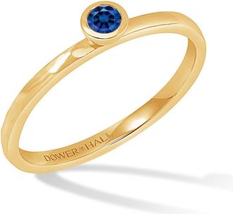 Dower & Hall 14k Hammered Narrative Ring with 3mm Blue Sapphire