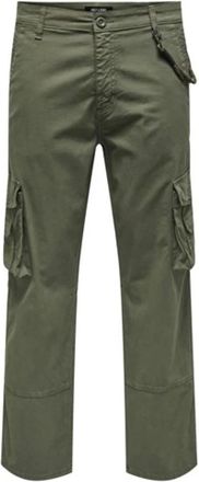 Only & Sons Cargo broek voor mannen - Heren - Straight fit broeken - Groen - W33 - Broeken