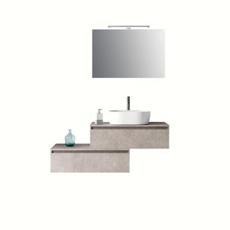Aquadesign Mueble de ba&ntilde;o de 5 piezas en melamina color beige piedra