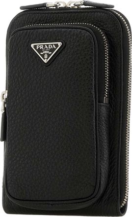 Prada Mens Black Leather Phone Case Nero Calfleather Cover Accessory