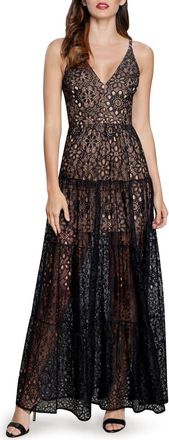Dress The Population Melina Lace Sleeveless Gown in Black at Nordstrom, Size Xx-Large