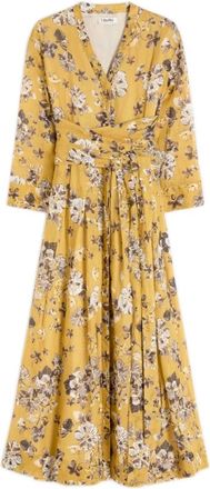 Max Mara Midi-jurk met bloemenprint - Dames - Casual kleedjes - Veelkleurig - S - Kleedjes