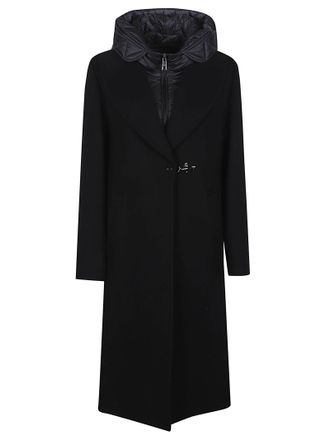 Fay Double Front Hooded Long Wool Coat