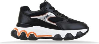 Hogan Leren Sneakers met Stoffen Inzetstukken - Dames - Sneakers - Zwart - 34 1/2 EU - Leer - Schoenen
