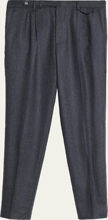 Brunello Cucinelli Mens Flannel Extended Waistband Double-Pleated Pants