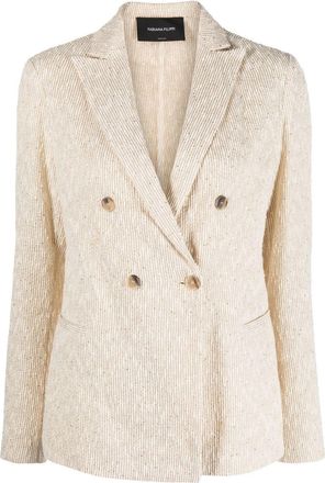 Fabiana Filippi double-breasted blazer - women - Polyester/Cotton/Viscose/Polyamide/Polyamide - 46 - Neutrals