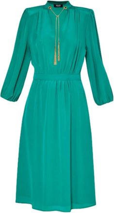 Liu Jo Groene Zijden Jurk met Gouden Details - Dames - Casual kleedjes - Groen - XS - Kleedjes