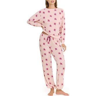 Honeydew Intimates Star Seeker Brushed Jersey Pajamas in Soft Pink Stars at Nordstrom, Size X-Small