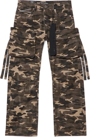Cult of Individuality Grunge Baggy Cargo 610 Jeans In Java Camo