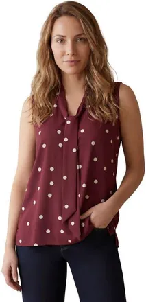 Jessica London Uptown Sleeveless Tie Neck Blouse in Burgundy Tossed Dot at Nordstrom, Size 18