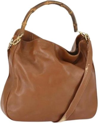 Gucci Pre-owned Shoulder Bags, female, Brown, Size: ONE SIZE Pre-owned Leather Shoulder Bag