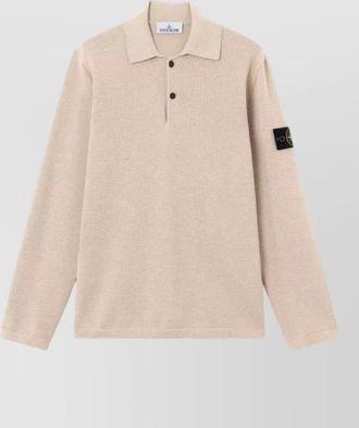 Stone Island polo knit long sleeve raglan sweater