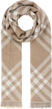 Burberry Geborduurd Sjaal van Wolmix - unisex - Wintersjaals - Beige - ONE Size - Wol - Accessoires