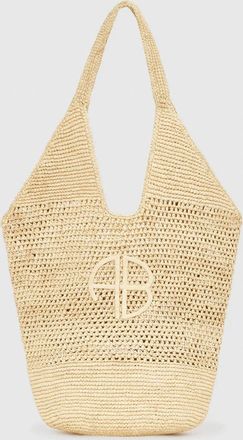 Anine Bing Womens Leah Logo Hobo Bag In Natural