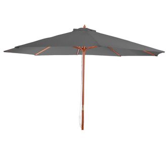 Hhg [nunca Usado] Sombrilla Florida, Sombrilla De Jard&iacute;n, Sombrilla De Mercado, &Oslash; 3,5 M, Poli&eacute;ster/madera, 7 Kg, Gris Oscuro
