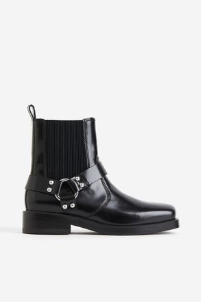 H&M Bikerboots aus Leder - Schwarz