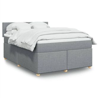 vidaXL Vidaxl - Cama Box Spring Con Colch&oacute;n Tela Gris Claro 140x190 Cm