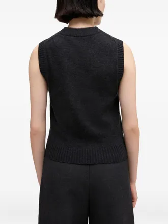 Ganni Graphic Wool-Knit Tank Top - Black