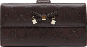 Gucci Brown Leather Long Wallet (Bi-Fold) (Pre-Owned)