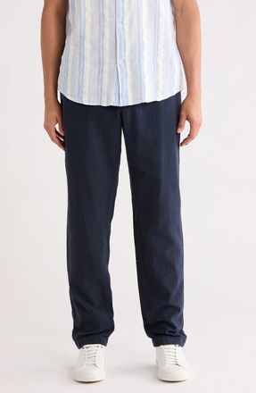 14th & Union Elastic Waist Linen Blend Trim Fit Pants in Navy Still - Black Eoe at Nordstrom Rack, Size Xx-Large