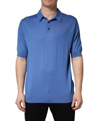 Dolce & Gabbana Mens Cashmere Polo Blue