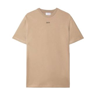 Off-white T-Shirts, male, Beige, S, Off Stitch Slim S/S Tee