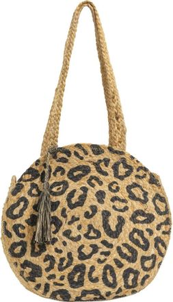 Magid Womens Straw Jute Circle Tote Bag In Leopard Print