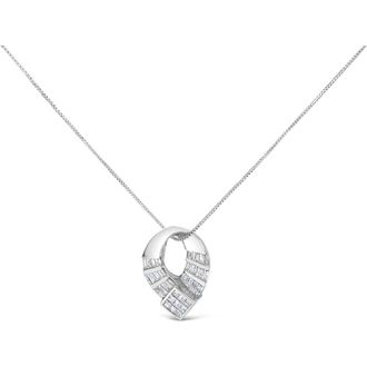 House of Brilliance 14k White Gold 1 5/8 Cttw Invisible Set Diamond Curved Oval Shape Pendant Necklace at Nordstrom