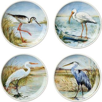 Certified International Coastal Birds Set Of 4 Dinner Plates