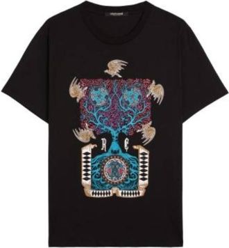 Roberto Cavalli Black Cotton Graphic Print T-Shirt, Size X-Small