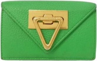 Bottega Veneta Pre-owned Calf Card Case - Dames - Vintage Accessoires - Groen - ONE Size - Leer - Vintage