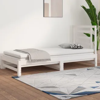 vidaXL Sof&aacute; Cama Extra&iacute;ble Sin Colch&oacute;n Blanco 2x(90x200) Cm Vidaxl