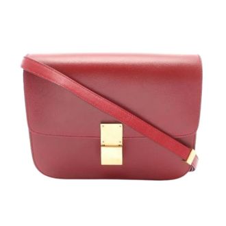 Celine Pre-owned Cross Body Bags, female, Red, Size: ONE SIZE Pre-owned Classic Box Medium Shoulder Bag