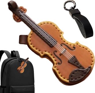Generic Violin Keychain - 2.5 Inch Leather Instrument Accessory, Detailed Musical Key Ring, Musician Gift | Special Occasion Present For Women Men Graduation 