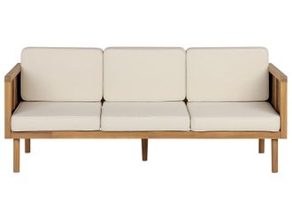 Beliani Sof&aacute; de jard&iacute;n 3 plazas madera de acacia marr&oacute;n