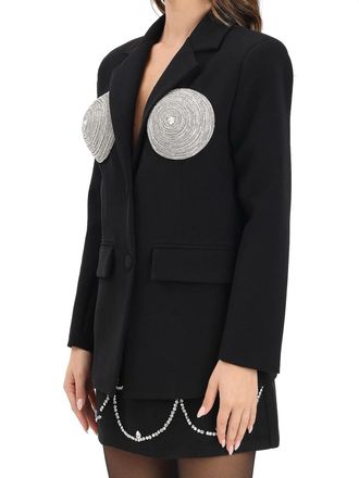 TPN Black Polyester Long Jacket