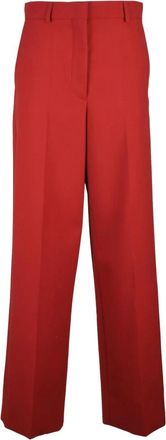 Stella McCartney Klassieke hoge taille wollen broek - Dames - Wijde Broeken - Rood - XS - Wol - Broeken