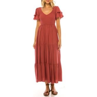 A Collective Story Tiered Woven Midi Dress in Astro Dust at Nordstrom, Size X-Large