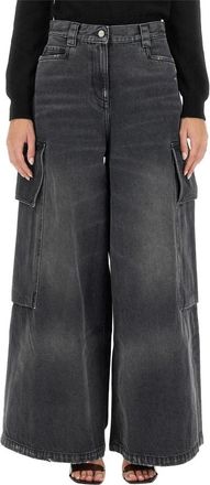 Palm Angels Wide Parachute Jeans - Dames - Loose Fit Jeans - Grijs - W27 - Katoen - Jeans