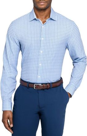 W.R.K Regular Fit Blue Check Performance Dress Shirt in White/Blue at Nordstrom, Size 16.5R