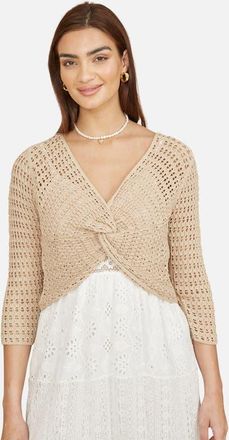 Yumi Crochet Cotton Twisted Bolero Cardigan in Beige at Nordstrom, Size Medium
