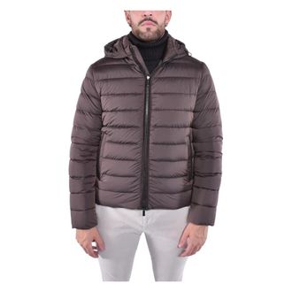 Moorer Lichtgewicht donsjack met capuchon - Heren - Winterjassen - Bruin - 2XL - Su&egrave;de - Jassen