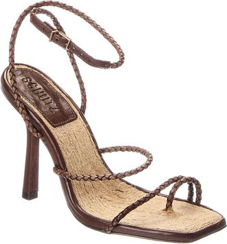 Schutz Kaya Straw High Stiletto Leather Sandal