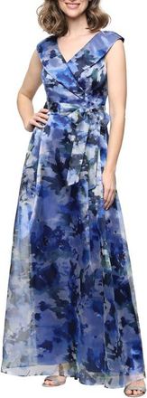 Alex Evenings Floral Organza A-Line Gown in Royal Multi at Nordstrom, Size 18