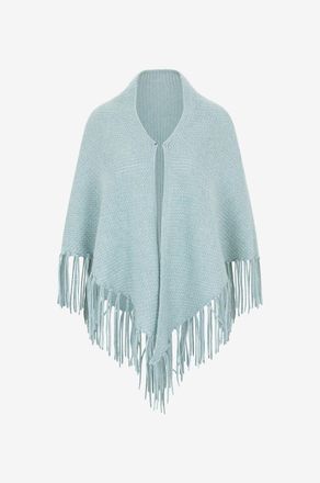 Hemisphere Dreieckiger Rippstrick-Schal aus Kaschmir mit Fransen