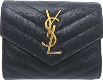 Saint Laurent Black Leather Wallet (Tri-Fold) (Pre-Owned)