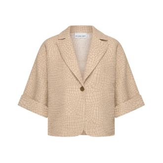 Hart by Helena Hart Pien Croco Blazer - Dames - Blazers - Beige - L - Leer - Jassen