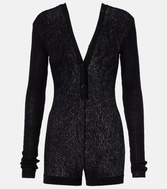 MUGLER Ribbed-knit cotton romper