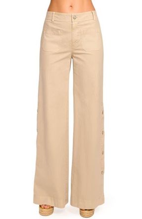 Ramy Brook Giselle Stretch Cotton Twill Wide Leg Pants in Sandstone at Nordstrom, Size 10