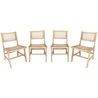 Sweeek Set of 4 Ocara garden chairs, cane and wood, L 61 x 51 x 85cm